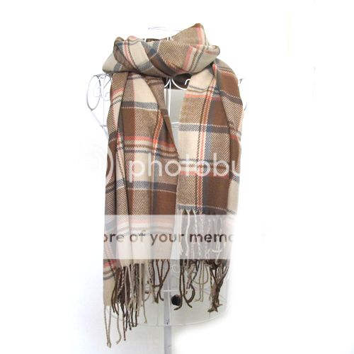 Pashmina Wool Long Plaid Scarf Shawl Neck Wrap Autumn Winter Hood Tassle Warmer eBay