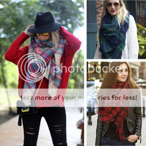 NEW Women Blanket Oversized Tartan Scarf Wrap Shawl Plaid Cozy Checked
