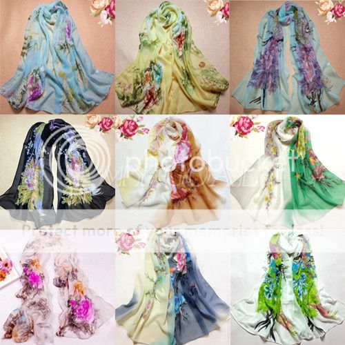 Fashion-Flower-Peacock-Silk-Chiffon-Neck-Scarf-Wrap-Shawl-Stole-Neck-Wrap-Women